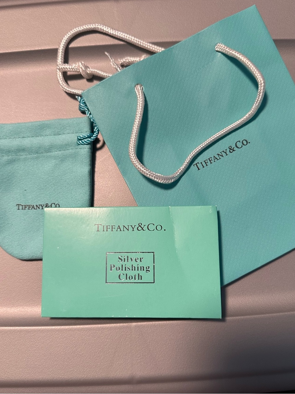 Tiffany & Co jewelry suede dust bag + gift bag + silver polishing cloth